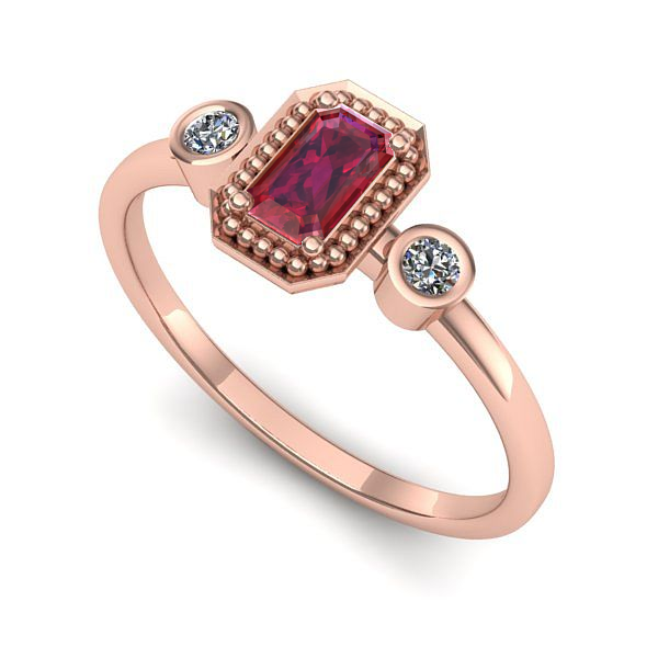 Inel de logodna din aur roz cu rubin