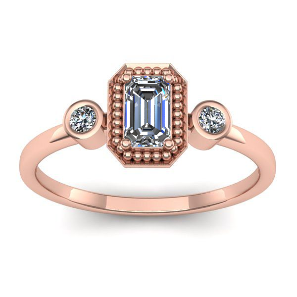 Inel cu safir alb dreptunghiular