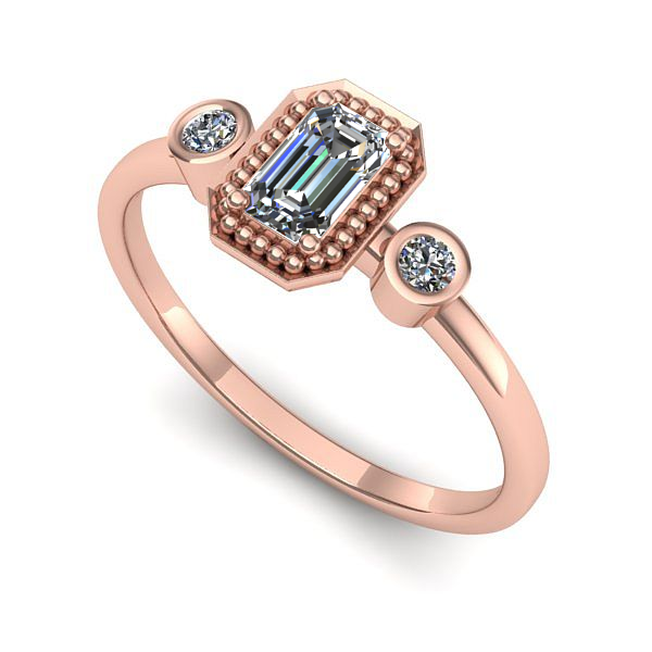 Inel din aur roz cu safir alb