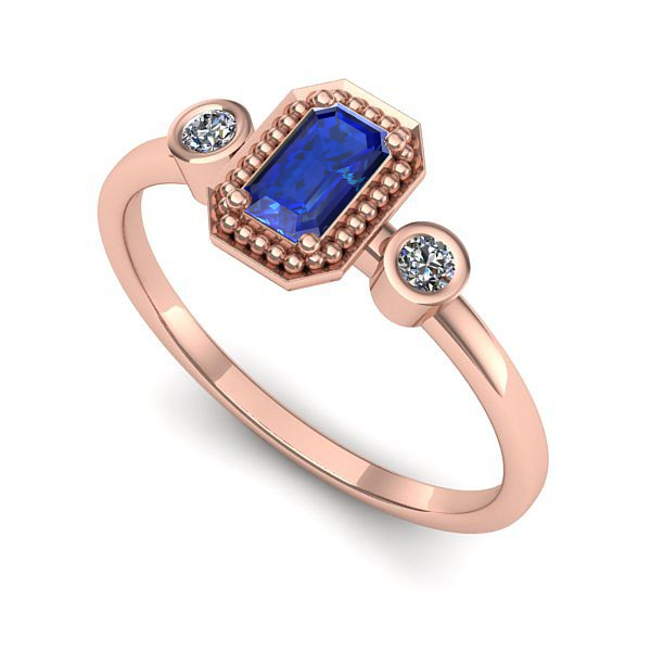 Inel din aur roz cu safir