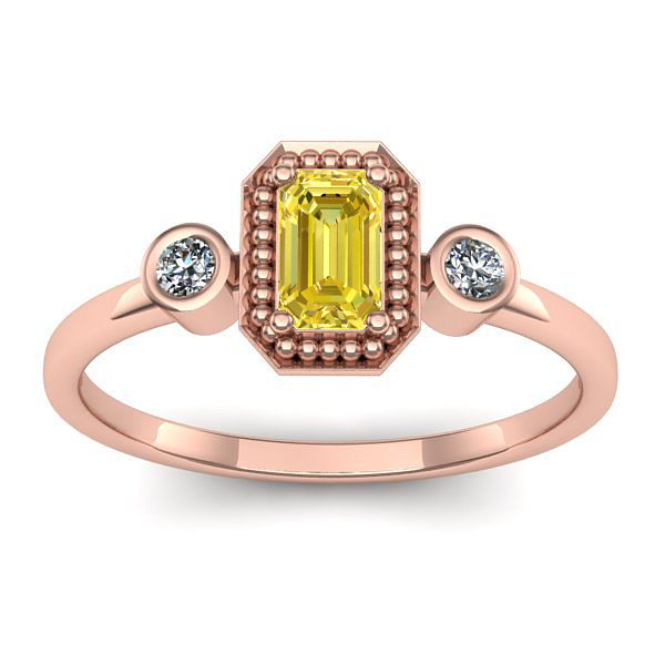 Inel de logodna cu safir galben dreptunghiular