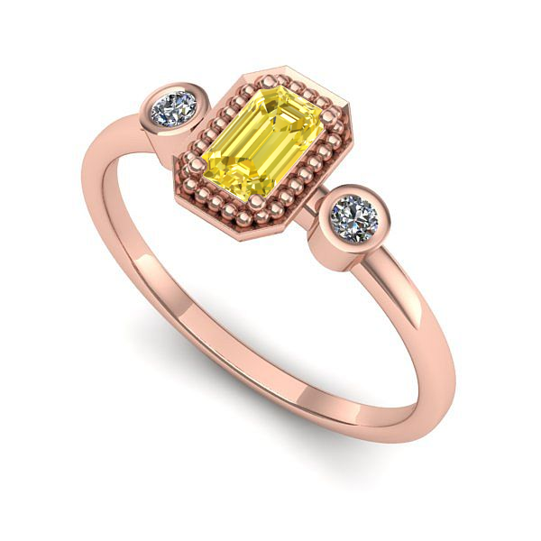 Inel din aur roz cu safir galben