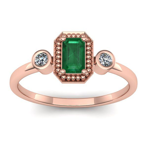 Inel cu smarald dreptunghiular