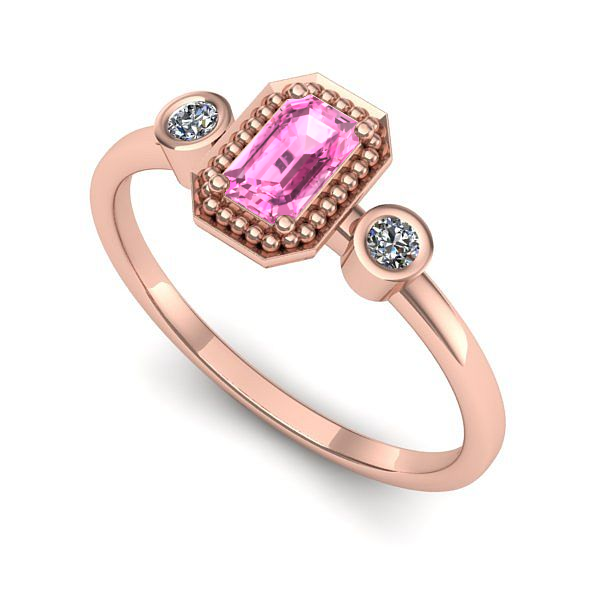 Inel logodna din aur roz cu safir roz