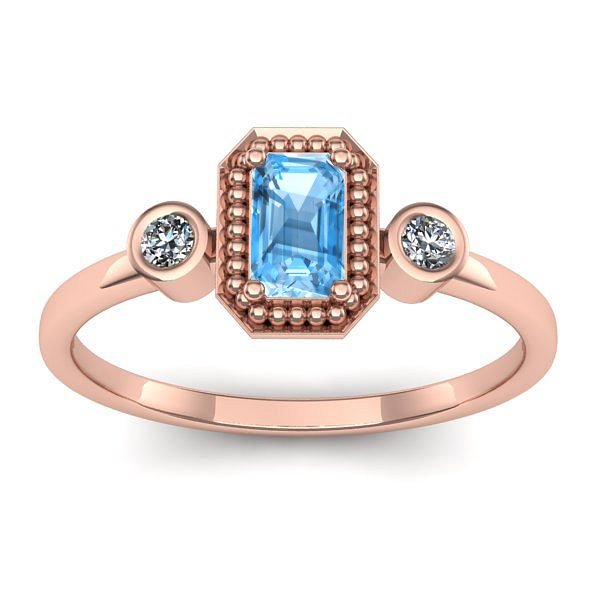 Inel cu topaz blue dreptunghiular