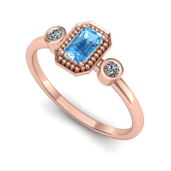 Inel din aur roz cu topaz blue