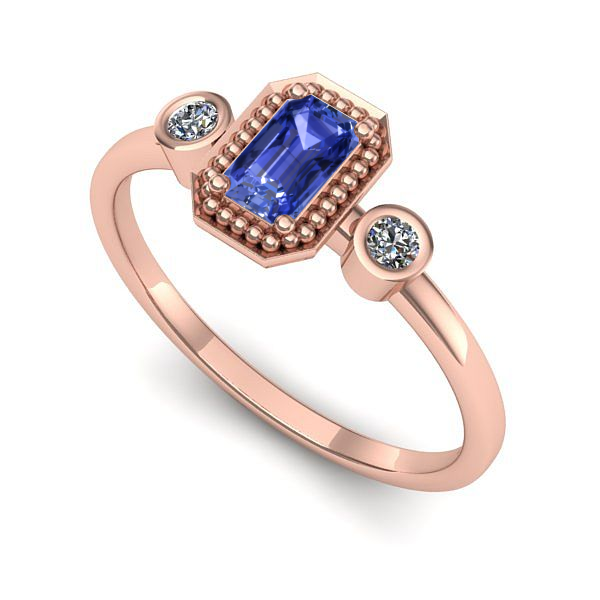 Inel din aur roz cu tanzanit