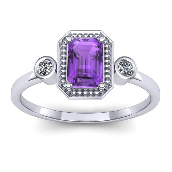 Inel de logodna cu ametist dreptunghiular
