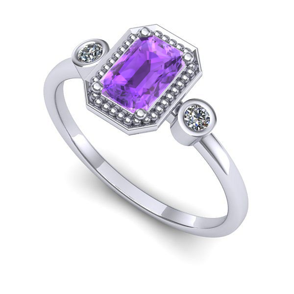 Inel de logodna din aur alb cu ametist