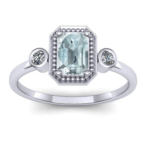 Inel logodna cu aquamarin dreptunghiular