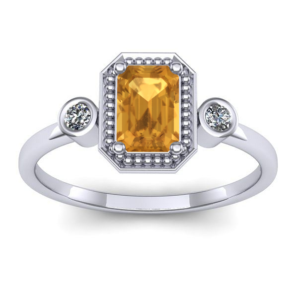 Inel logodna cu citrin dreptunghiular