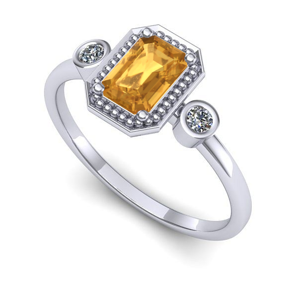 Inel de logodna din aur alb cu citrin