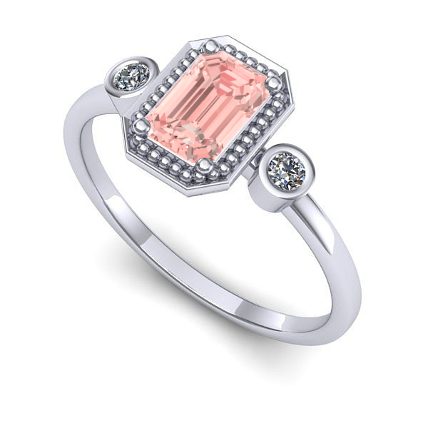 Inel logodna din aur alb cu diamant de laborator roz