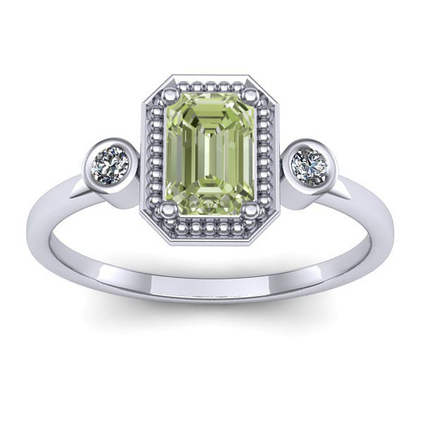 Inel cu diamant de laborator verde dreptunghiular
