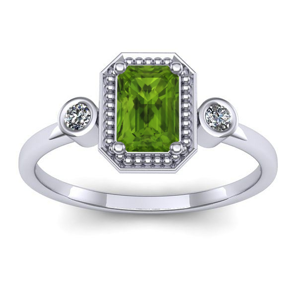 Inel logodna cu peridot dreptunghiular