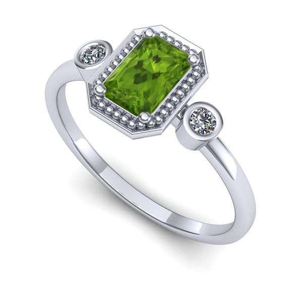 Inel din aur alb cu peridot