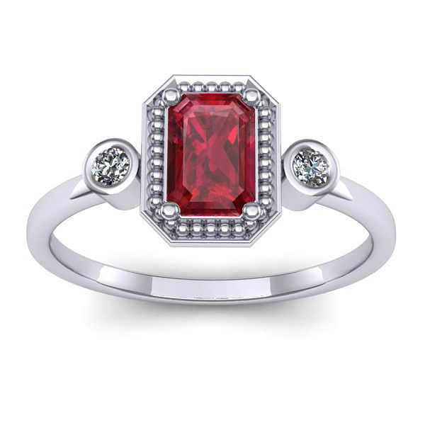 Inel logodna cu rubin dreptunghiular