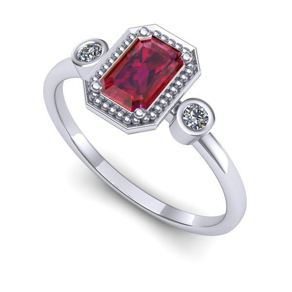 Inel din aur alb cu rubin