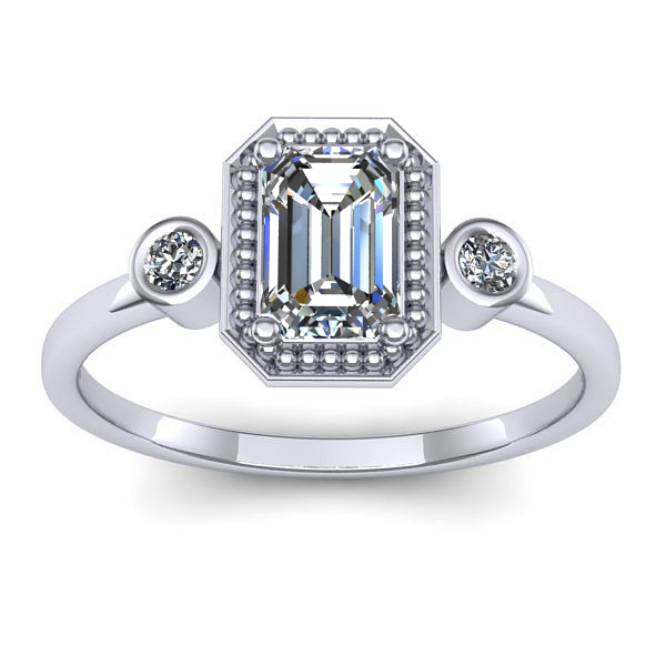 Inel de logodna cu safir alb dreptunghiular