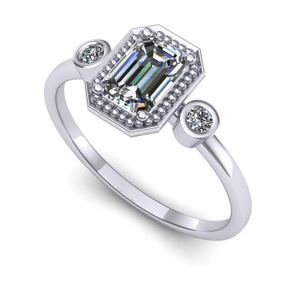 Inel din aur alb cu safir alb