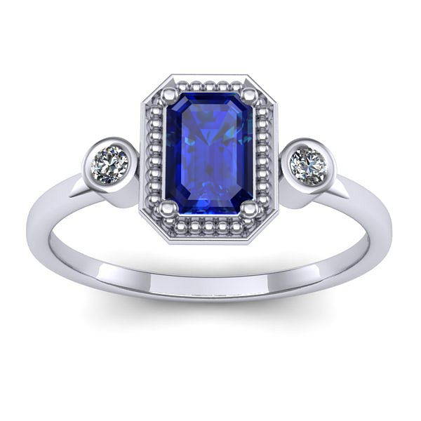 Inel logodna cu safir dreptunghiular