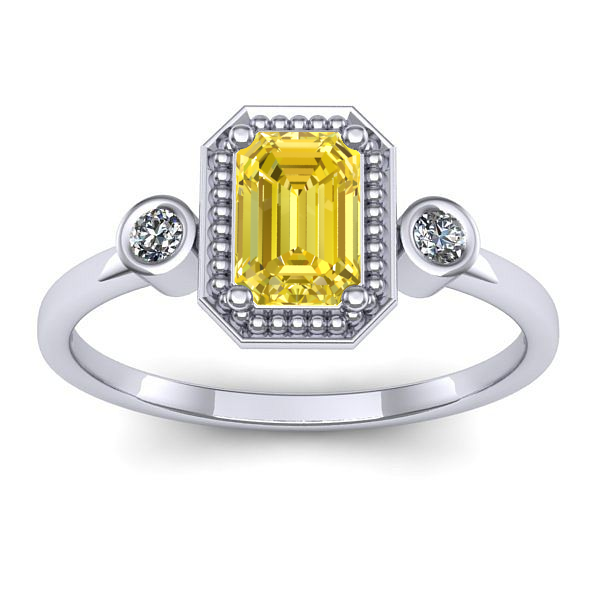 Inel de logodna cu safir galben dreptunghiular