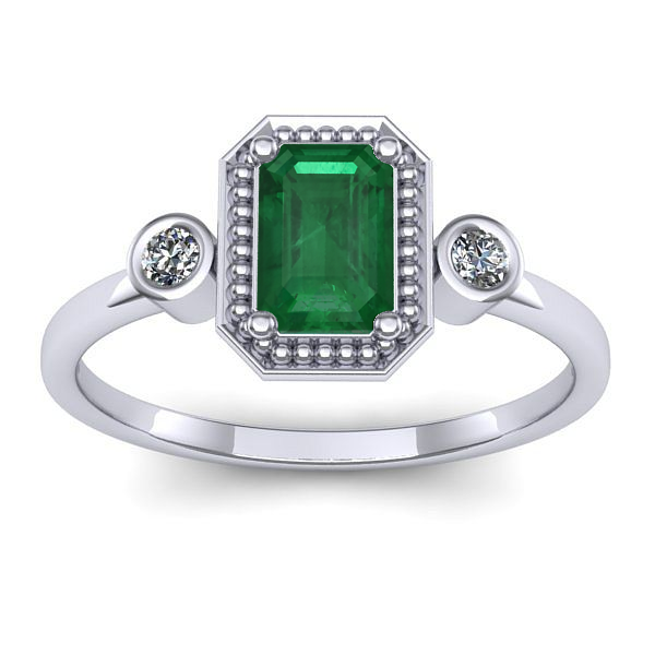 Inel de logodna cu smarald dreptunghiular