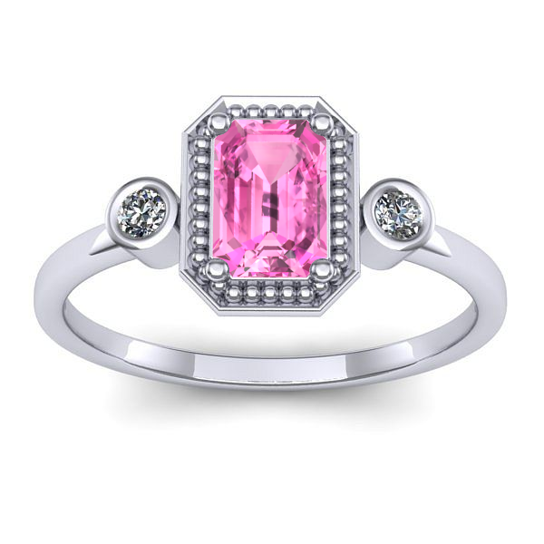 Inel de logodna cu safir roz dreptunghiular