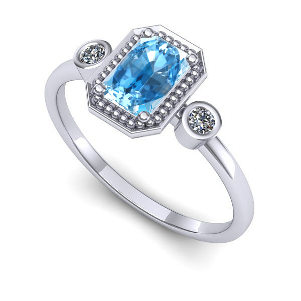 Inel din aur alb cu topaz blue