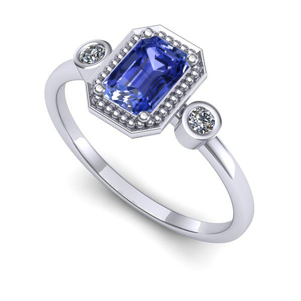 Inel de logodna din aur alb cu tanzanit