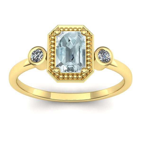 Inel cu aquamarin dreptunghiular