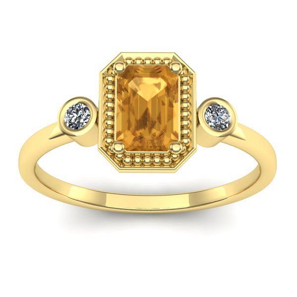 Inel cu citrin dreptunghiular