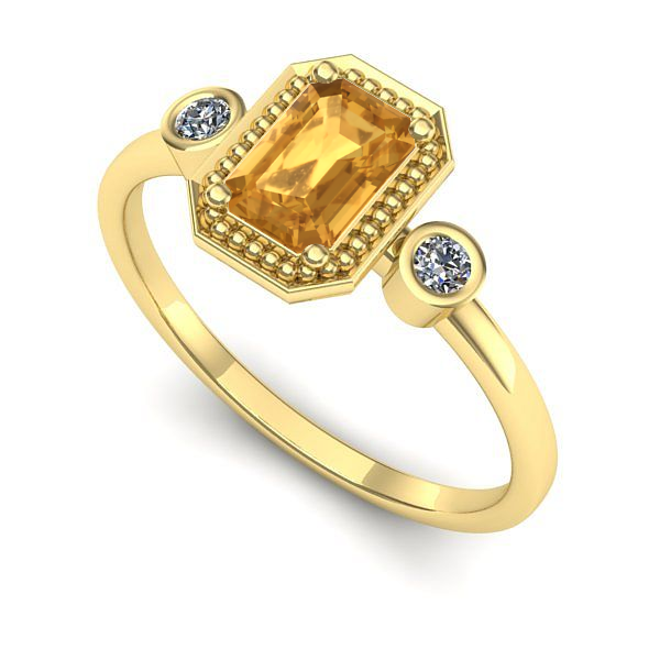 Inel din aur galben cu citrin