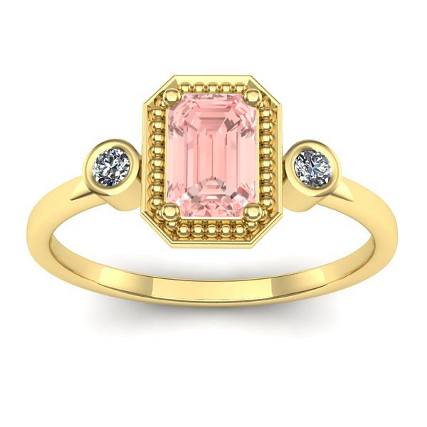 Inel logodna cu diamant de laborator roz dreptunghiular