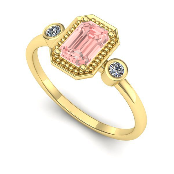 Inel logodna din aur galben cu diamant de laborator roz