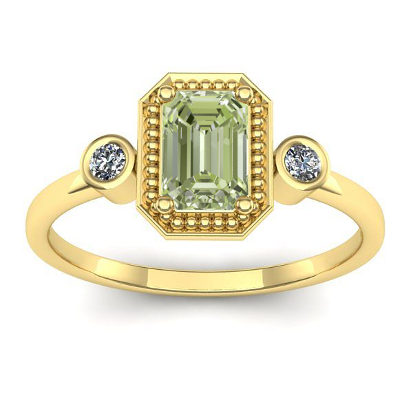 Inel logodna cu diamant de laborator verde dreptunghiular