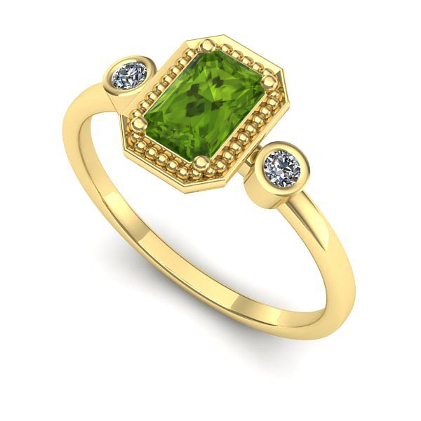 Inel logodna din aur galben cu peridot