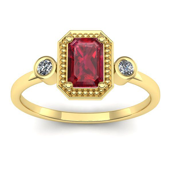Inel cu rubin dreptunghiular