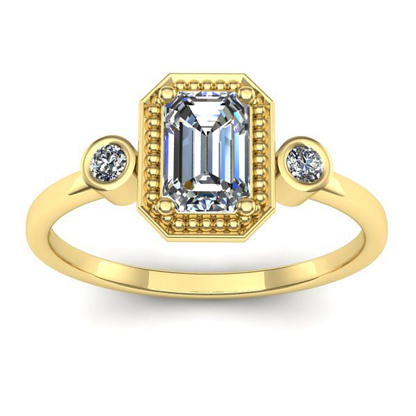 Inel logodna cu safir alb dreptunghiular