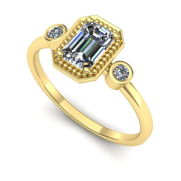 Inel din aur galben cu safir alb