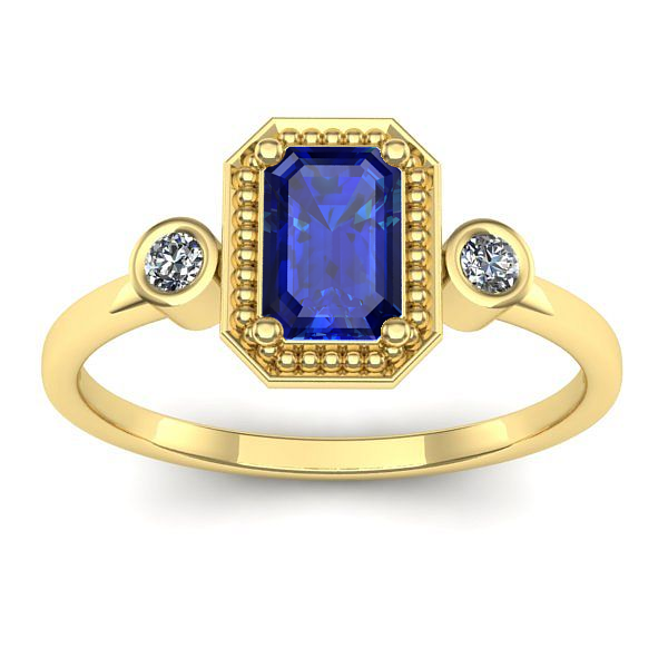 Inel cu safir dreptunghiular