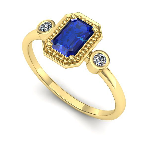 Inel de logodna din aur galben cu safir