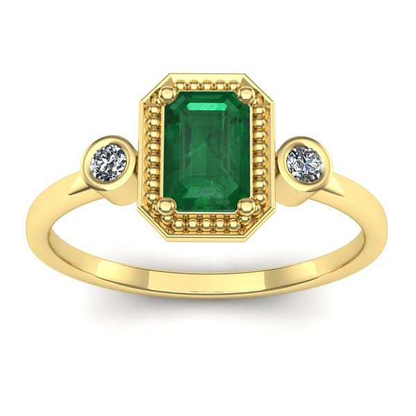 Inel de logodna cu smarald dreptunghiular