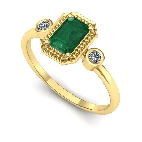 Inel din aur galben cu smarald