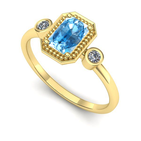 Inel de logodna din aur galben cu topaz blue