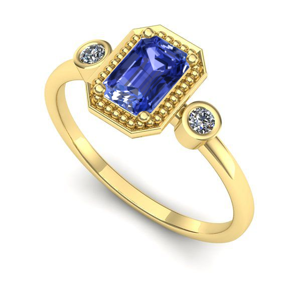 Inel logodna din aur galben cu tanzanit