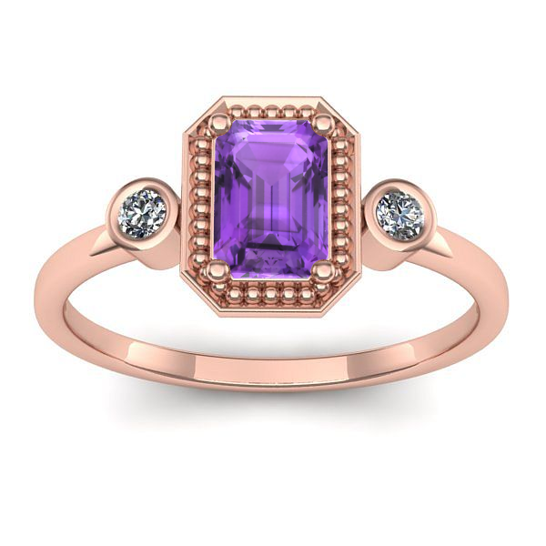 Inel de logodna cu ametist dreptunghiular
