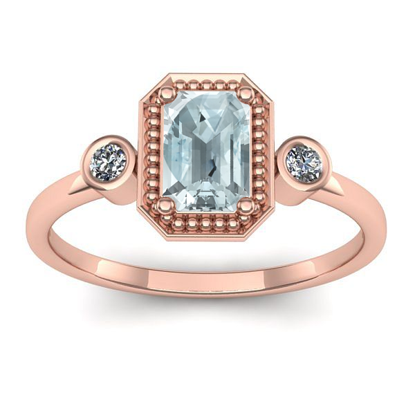 Inel cu aquamarin dreptunghiular