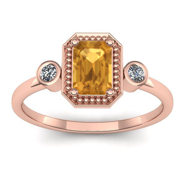 Inel cu citrin dreptunghiular