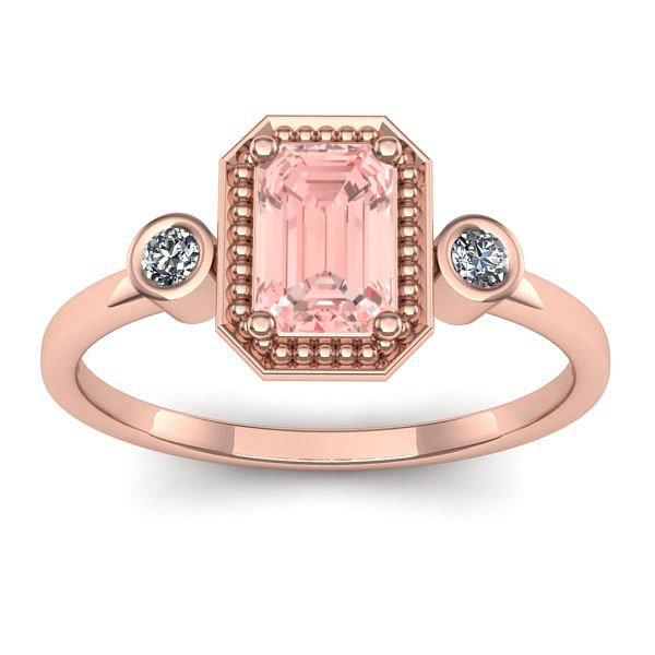 Inel logodna cu diamant de laborator roz dreptunghiular